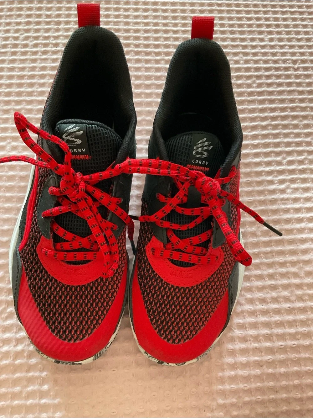 Under Armour Curry Red and Black Kids Sneakers
